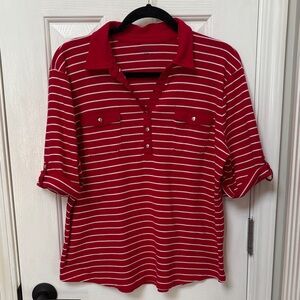 Croft & Barrow Red Striped Button Down Shirt